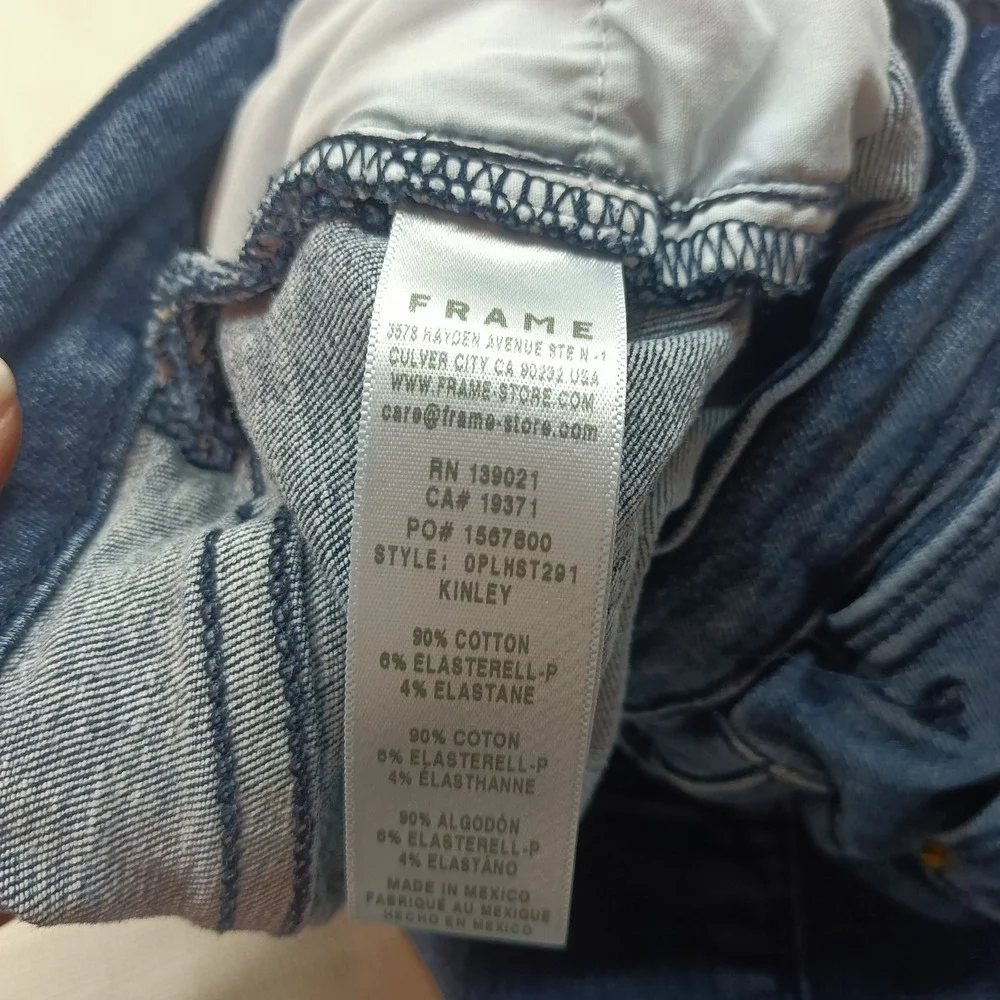 FRAME Le High Straight Kinley Cropped Blue Denim Jeans Women's 31‎ - Picture 4 of 6